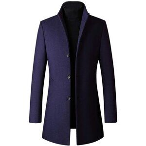 Men's Wine Trench Coat Coat Single Breasted Business Overcoat